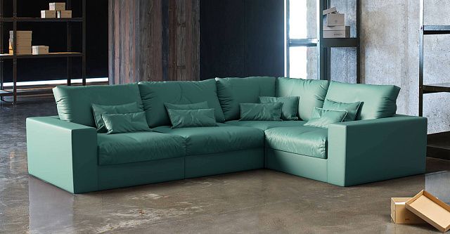 Бирюзовый диван в интерьере-13, Современный модульный диван Элизиум для гостиной