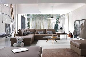 Комплект серых бескаркасных диванов Элизиум в антивандальной ткани, диван на заказ от Гливер