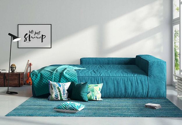 Бескаркасный модульный диван Фри зеленого цвета от Gliver со спальным местом