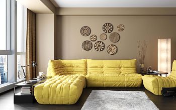 Диван ДеФранс угловой трехмодульный +пуф