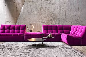 Яркий розовый, фиолетовый, фуксия дугловой диван ДеИтали на заказ, цена производителя, на заказ нужного размера
