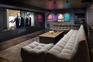 П-образный бескаркасный  диван ДеИтали в домашний кинотеатр 