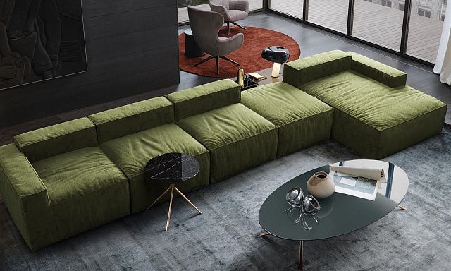 Модульные диваны Gliver весят в 3 раза меньше каркасных аналогов, легкий вес, долгий срок службы