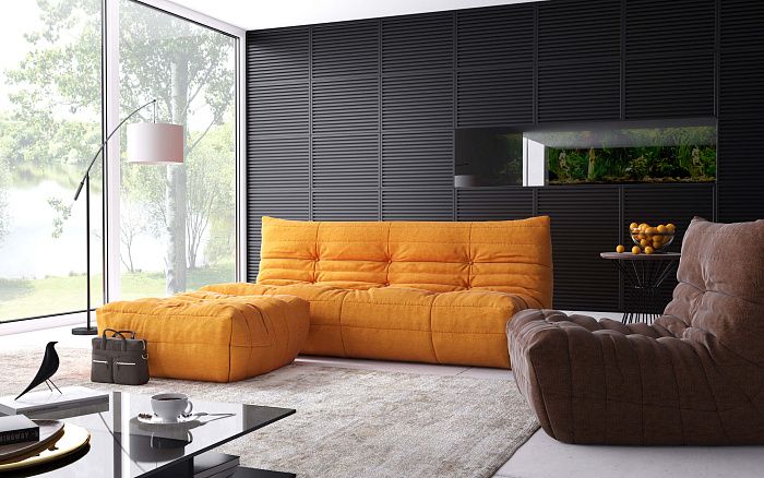 Диван ДеФранс прямой двухмодульный +пуф - 1