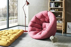 Антивандальное кресло на заказ, кресло футон Оустер розового и желтого цвета в гостиной