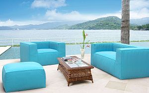 Голубой бескаркасный диван Фри для улицы 