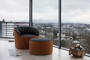 Коричневое кресло Шелл из велюра, цвет шоколад, уютное гнездышко