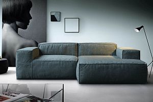 Модульный бескаркасный Диван Фри Лаунж серого цвета в гостиной