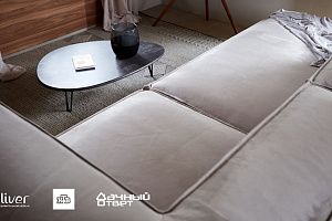 Дачный ответ, Кухня-гостиная вечного лета, Диваны Gliver, серый диван Драм с кантом