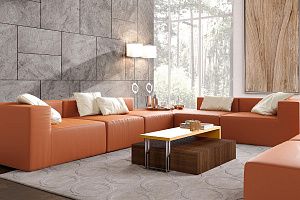 Большой длинный бескаркасный диван Драм для гостиной