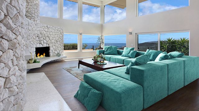 Бирюзовый диван в интерьере-15,Бирюзовый модульный диван Драм для гостиной 