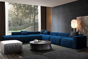Насыщенно синий диван Фри на заказ по вашим размерам для гостиной 