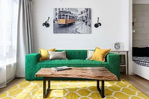 Современный и компактный диван Фри  ярко зеленого цвета для гостиной 