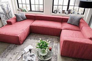 Угловой красный диван Фри для гостиной 