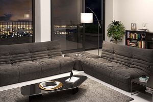 Диван ДеФранс в гостиную с доставкой по России, большой диван в большую гостиную, бескаркасный диван, кресло, пуф