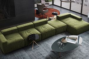 Зеленый модульный диван Фри для большой семьи 