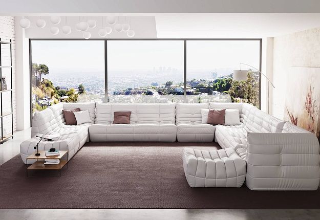 Бескаркасный П-образный диван ДеФранс белого цвета для вашего отдыха, идеальная эргономика, доставка по России 