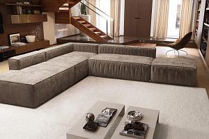 Длинный диван Фри с пуфом для гостиной, на заказ