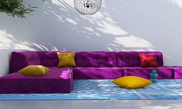 Бескаркасный диван Гоа в цвете фуксия для лаунж зоны