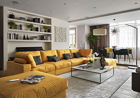 Диван Элизиум для большой семьи, яркий желтый диван в гостиную