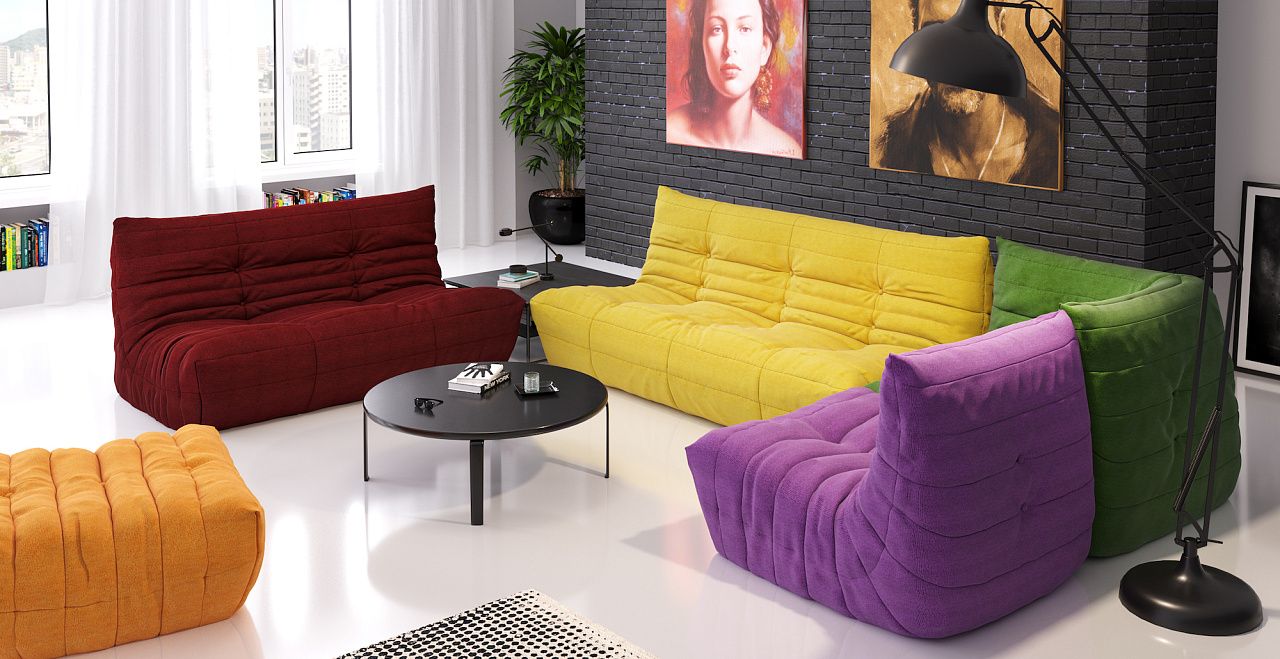 Диван в интерьере гостиной, Яркие и стильные диваны ДеФранс
