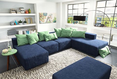 Бескаркасный синий диван Драм от Gliver