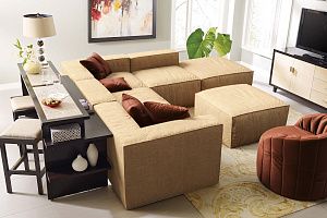 Компактный диван и кресло Фри из рогожки 