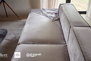 Дачный ответ, Кухня-гостиная вечного лета, Диваны Gliver, серый диван Драм с кантом