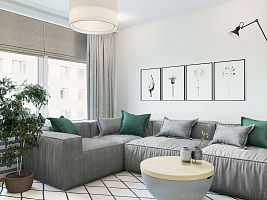 Стильный серый диван Фри для гостиной 