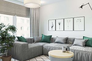 Стильный серый диван Фри для гостиной 