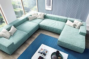 Бескаркасный диван Фри Лаунж мятного цвета со спальным местом от Gliver 