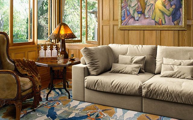 Диван в интерьере гостиной-45, Мягкий диван Элизиум в классическом стиле