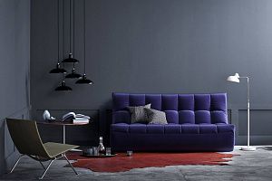 Диван ДеИтали фиолетового цвета в интерьере гостиной