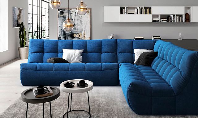 Модульный диван ДеИтали для гостиной синего цвета 