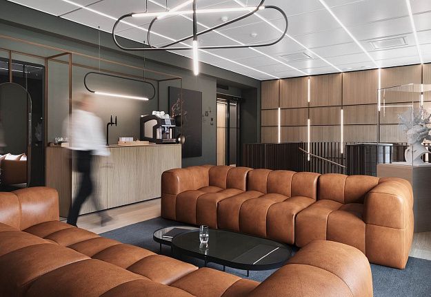 Офисный диван Квадро светло-коричневого цвета