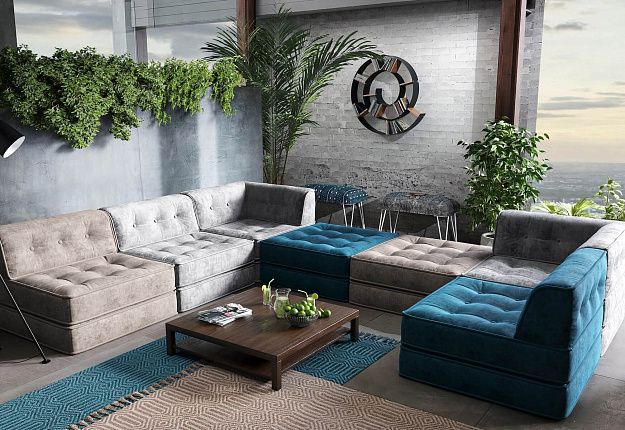 Диван для кальянных Гоа, бескаркасный диван в любой ткани и цвете