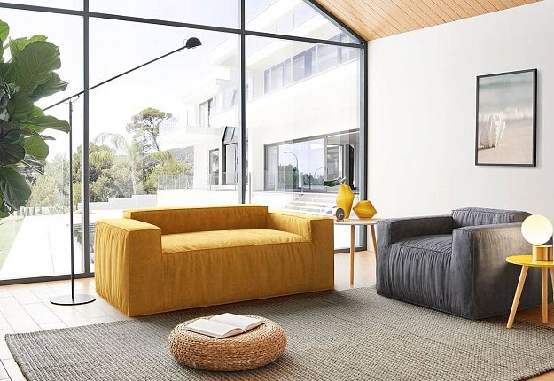 Компактный диван и кресло Фри из велюра 