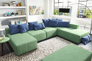 Яркий п-образный диван Драм, бескаркасный модульный диван любого размера, легкие модули, быстрая трансформация