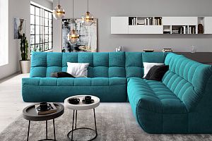 Зеленый бескаркасный диван ДеИтали с безупречной геометрией для гостиной 