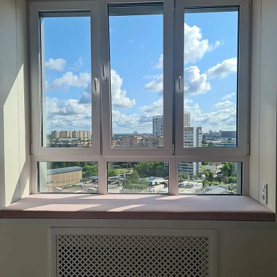 Розовый матрасик на подоконник точно по размеру на заказ от фабрики Гливер. Отзыв клиента с рейтингом 5 звезд. 