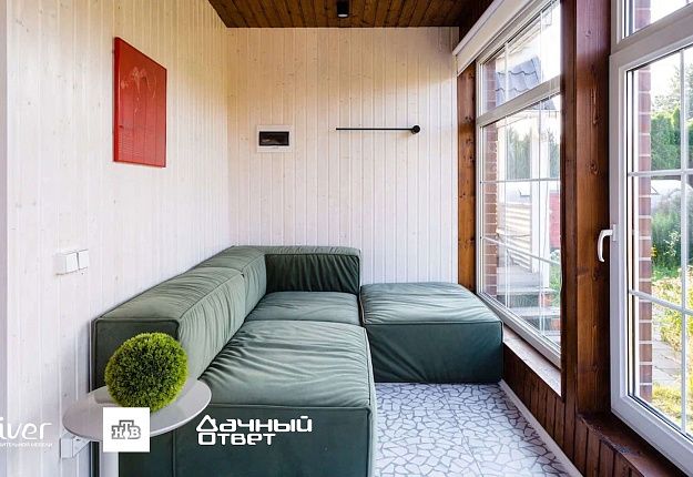 Дачный ответ, Кухня-гостиная с молодильными яблоками, диваны Gliver, Зеленый диван Фри  