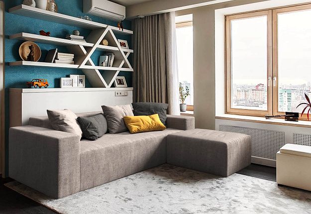 Бескаркасный модульный диван Драм серого цвета от Gliver со спальным местом