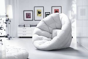 Белое кресло Оустер,  уютное место для отдыха, чтения, кресло. трансформируется в матрас, на котором можно спать