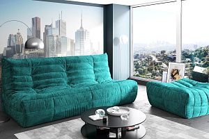 Трехместный диван ДеФранс с пуфом в гостиную от Gliver 