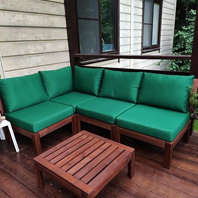 Зеленые матрасики и подушки для улицы на заказ от фабрики Гливер. Отзыв клиента. Рейтинг 5 звезд. 