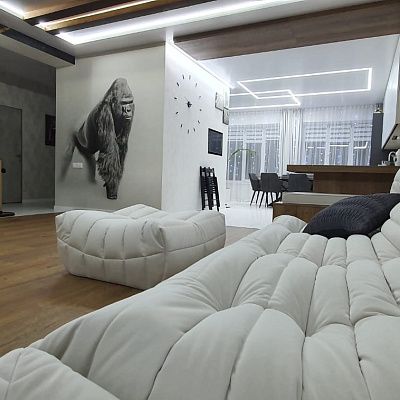 Угловой бескаркасный диван для экономии пространства: отзыв. Фото в гостиной. 5/5.