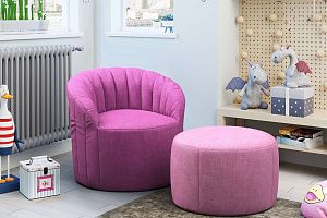 Комплект кресла Шелл из рогожки с пуфом 