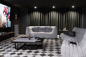 Комфортный диван ДеФранс для домашнего кинотеатра, бескаркасный диван нового поколения, от Гливер на заказ 