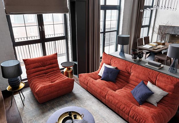 Диван ДеФранс красного цвета