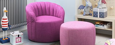 Как выбрать удобное кресло для дома-15, Кресло Шелл и пуф Шелл Солнце розового цвета